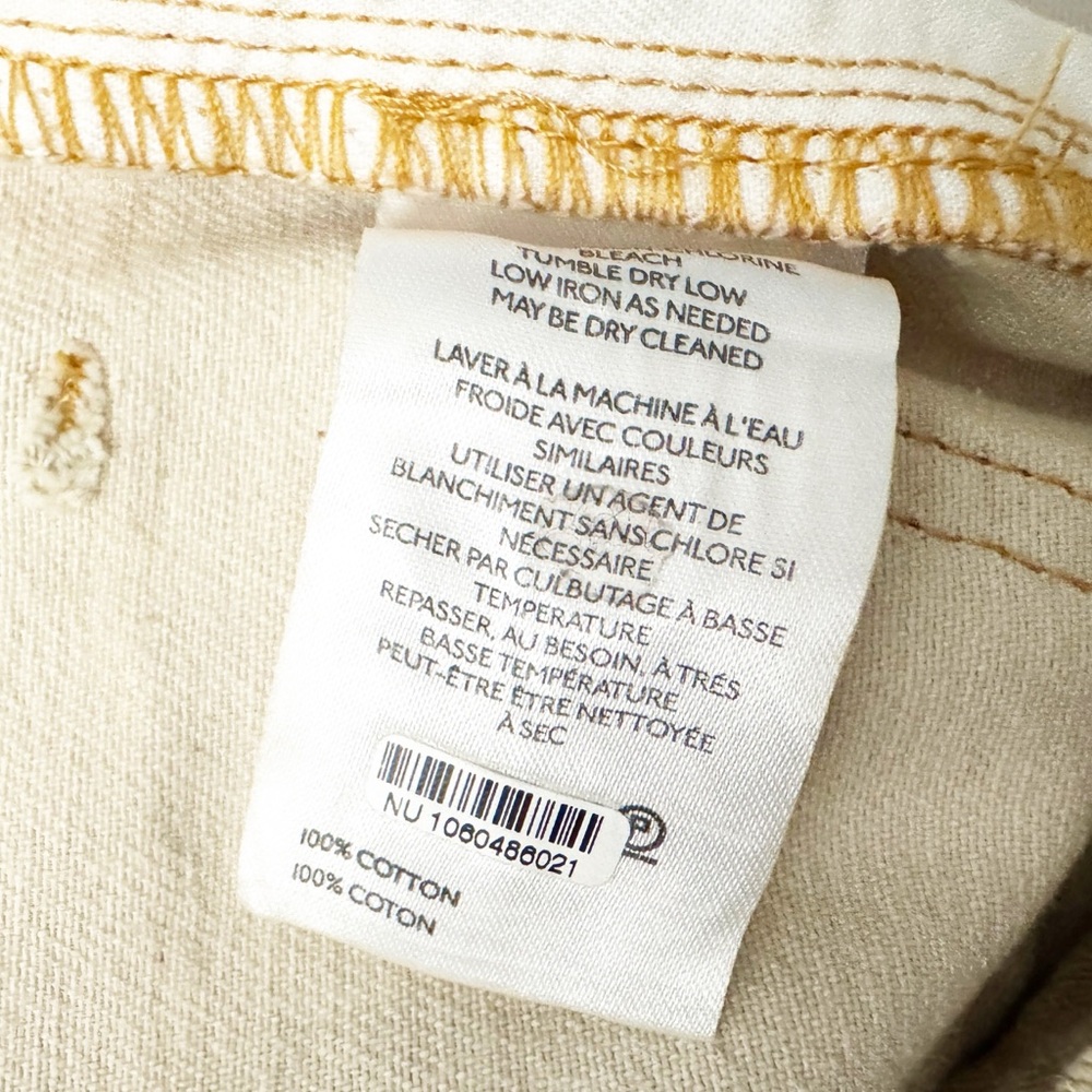Anthropologie Floral Wide-Leg Jeans in Tan with Pink & Blue Roses - Picture 6 of 7